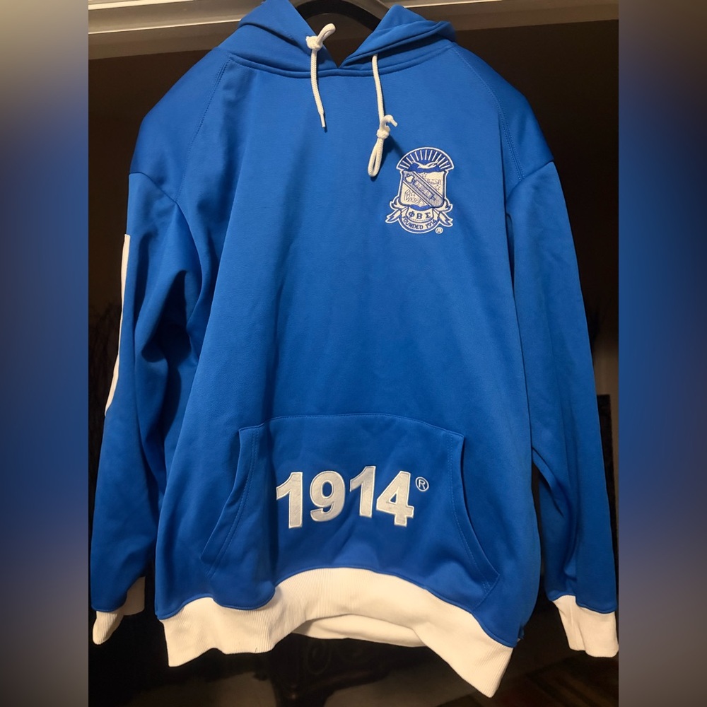 Blue and White Hoodie with 1914 Design